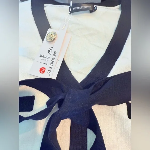 MEROKEETY Women’s White Dress NWT Size XL Soft Stretch Casual Midi NWT - Picture 2 of 9